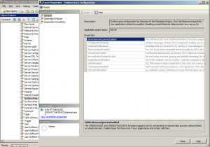 Surface Area Configuration Facet in SQL Server Management Studio
